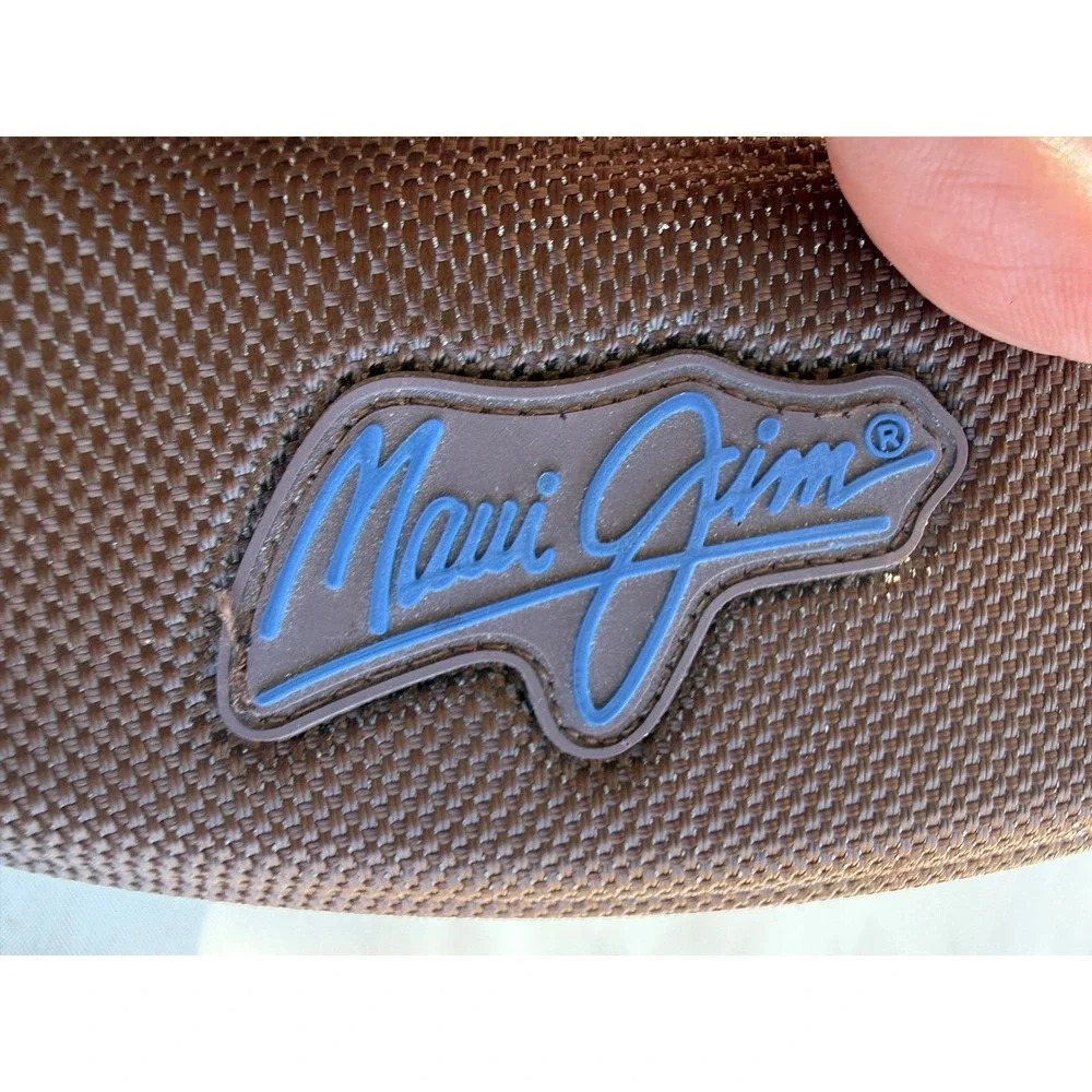 Maui Jim Brown Woven Hard Shell Zippered‎ Sunglasses Case Blue Logo